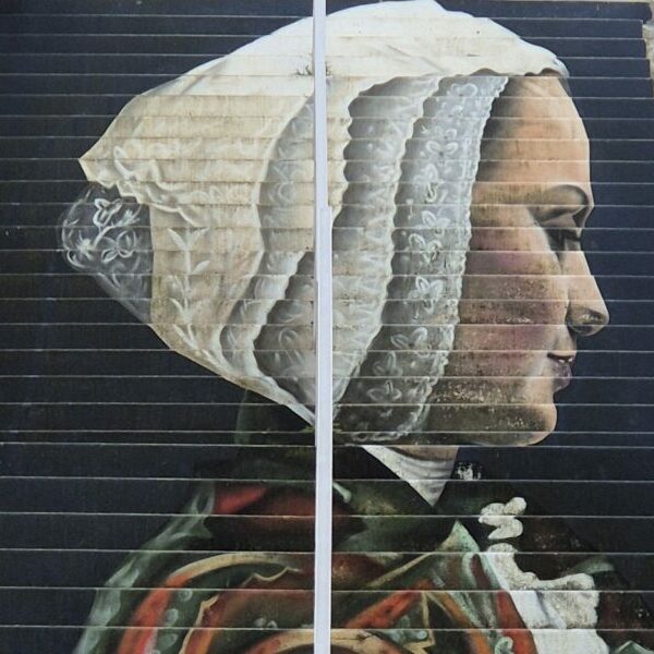 Bretonne peinte par l'artiste ZAG sur un escalier de la manufacture des tabacs à Morlaix.