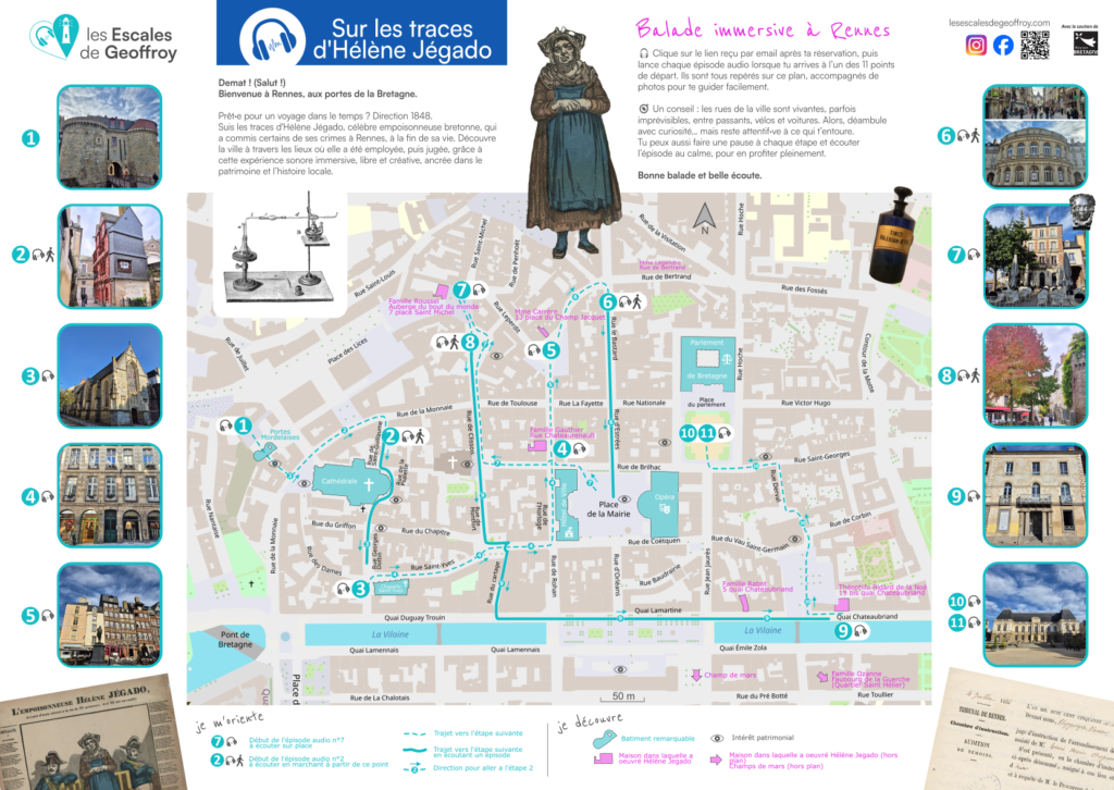 Carte d'orientation balade immersive à Rennes (Sur les traces d'Hélène Jegado).